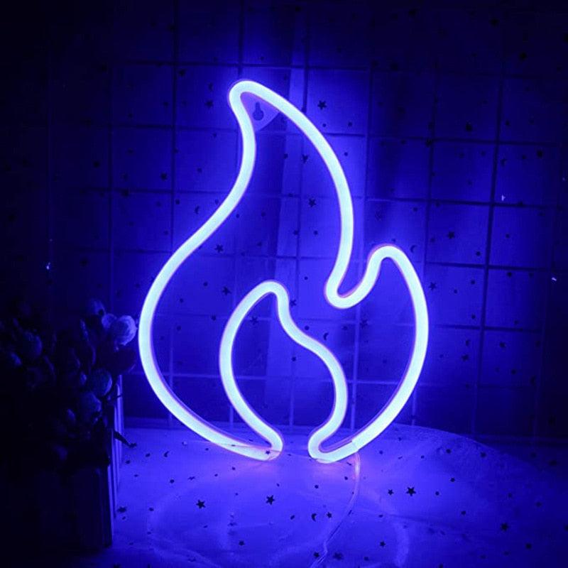 Lightgrace Fire Flame Neon Sign - Blue