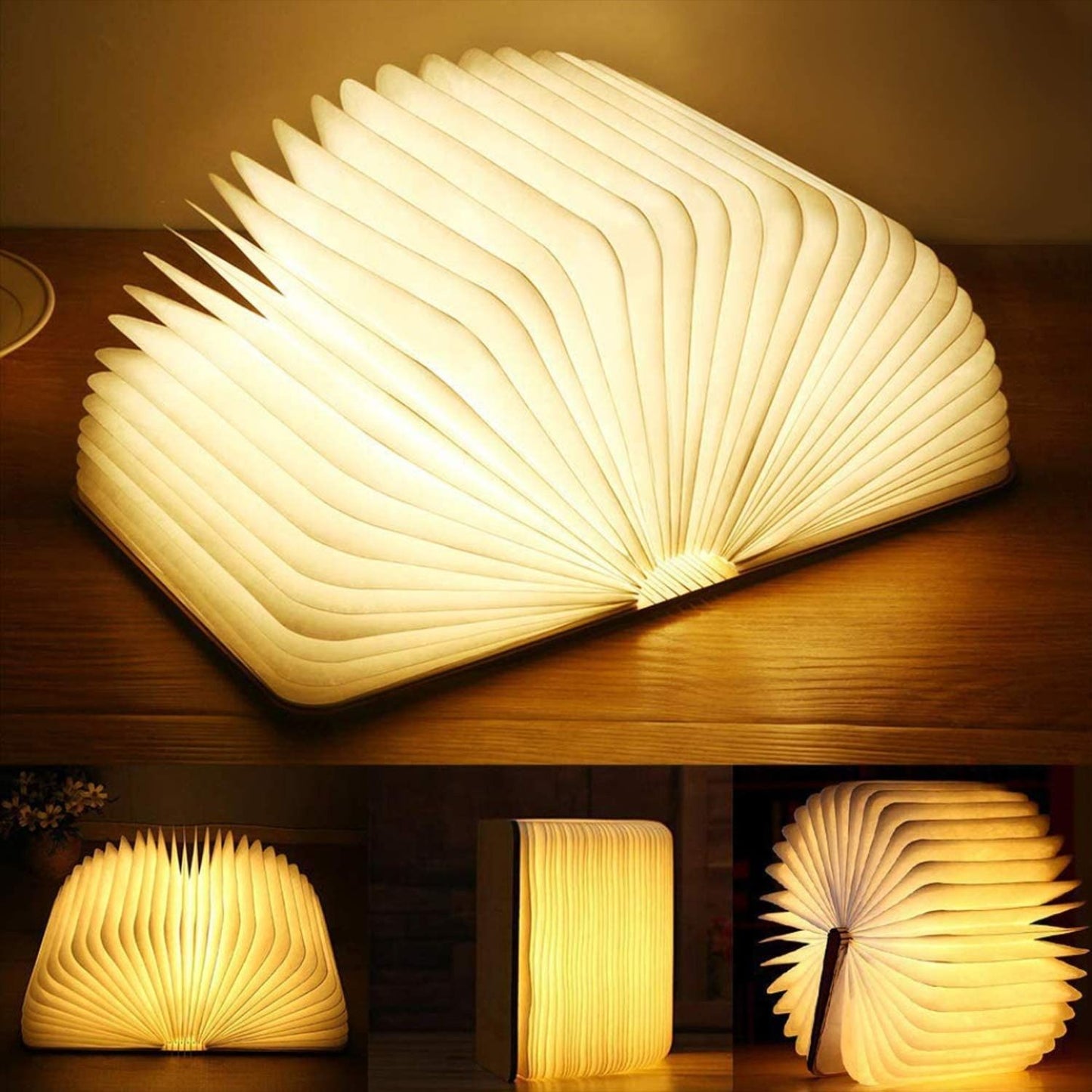 Wooden Folding Book Lamp