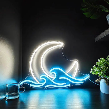 Moon Wave Neon Sign