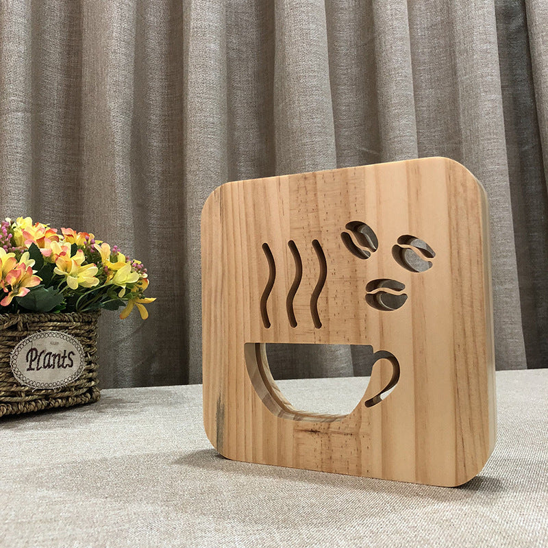 Wooden Coffee Night Lamp