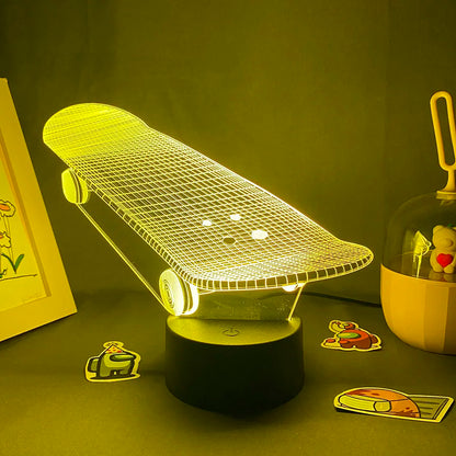 Skateboard 3D Lamp