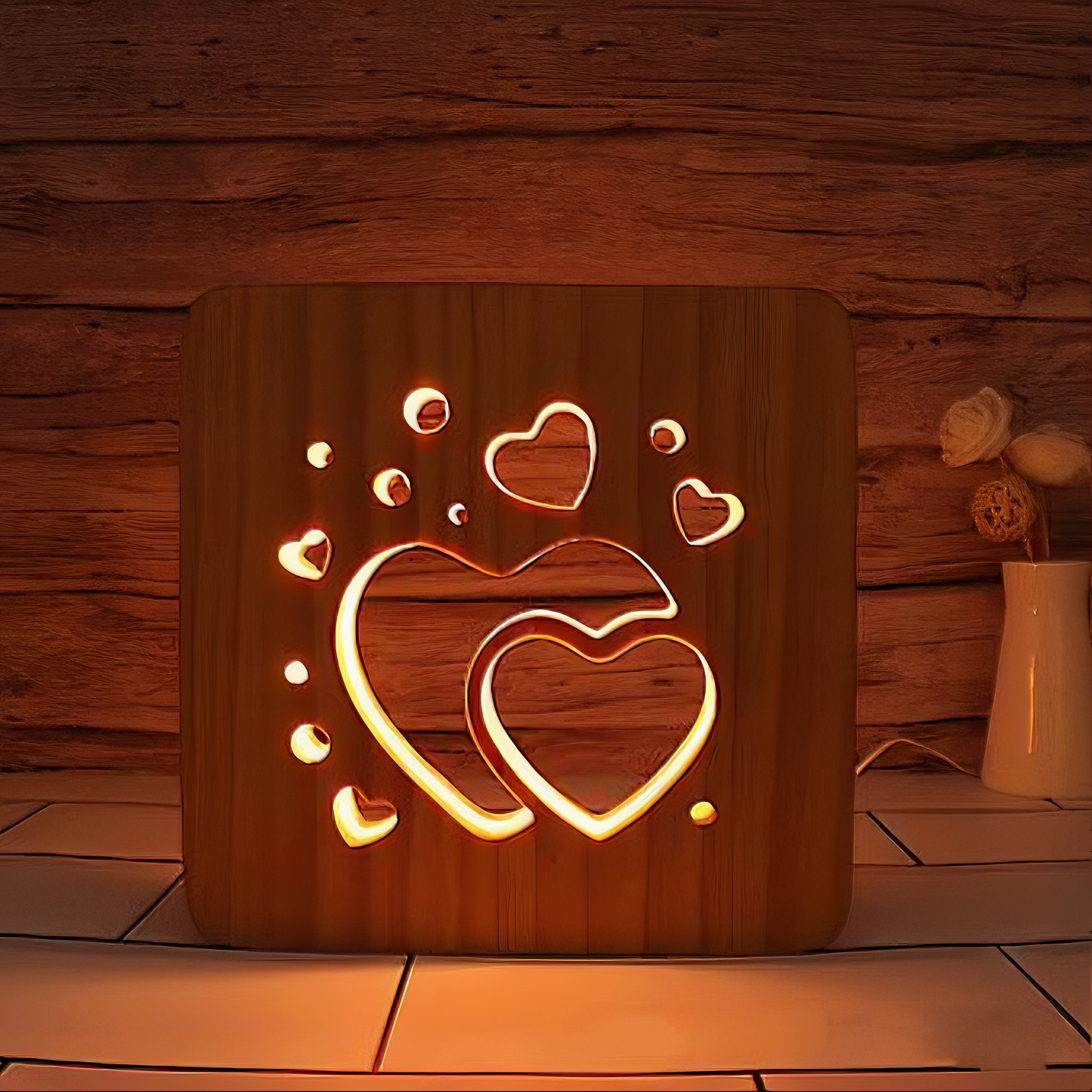 Wooden Hearts Night Lamp