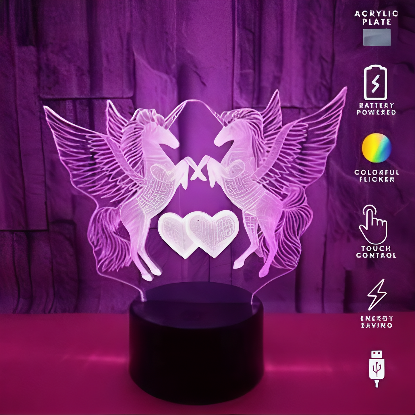 Unicorn Love 3D Lamp