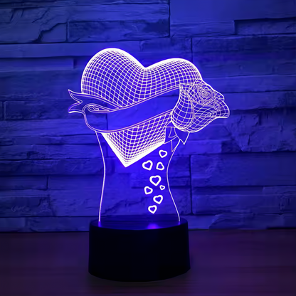 Heart Rose 3D Lamp