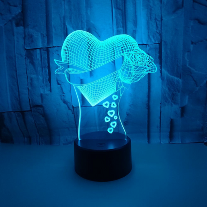 Heart Rose 3D Lamp