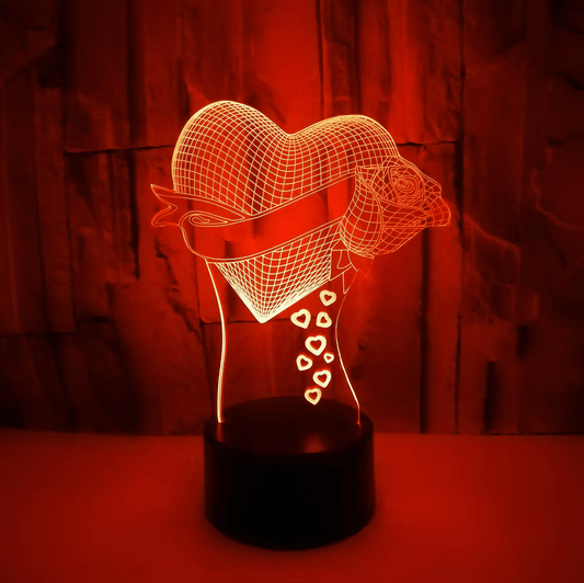 Lightgrace Heart Rose 3D Lamp - touch