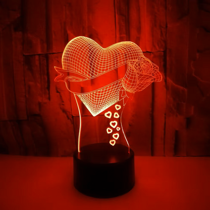 Heart Rose 3D Lamp