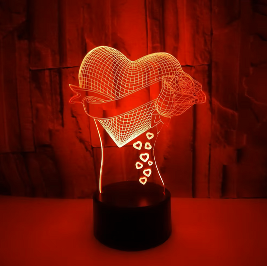 Heart Rose 3D Lamp