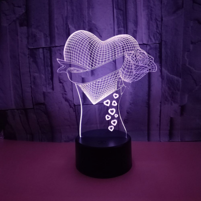 Heart Rose 3D Lamp