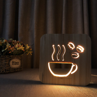 Wooden Coffee Night Lamp