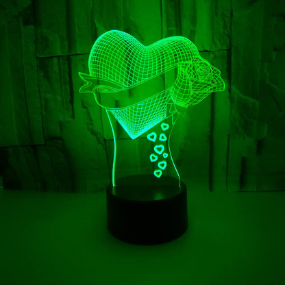 Heart Rose 3D Lamp