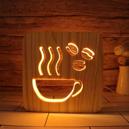 Wooden Coffee Night Lamp