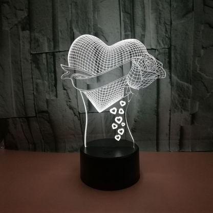 Heart Rose 3D Lamp