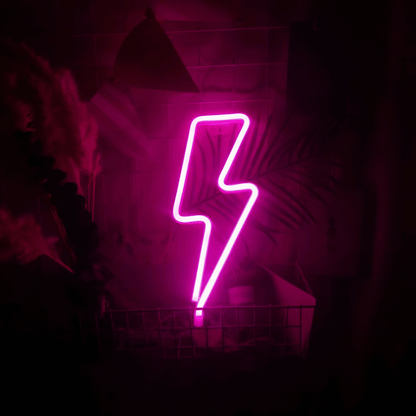pink lightning neon sign from light grace
